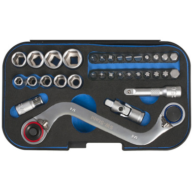 SW-Stahl Ratchet wrench set, 1/4”, 33-piece 36015L