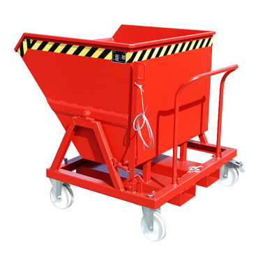 BAUER Tipping skip KS 550, painted, RAL 3000 fire red 4541-16-0000-2