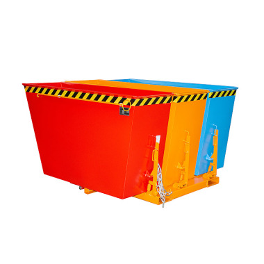 BAUER TRIO tipping skip, painted RAL 2000 yellow-orange 4480-01-0000-1