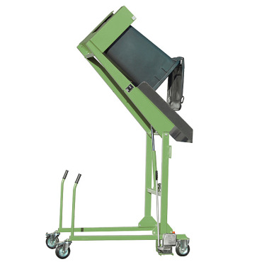 BAUER Waste bin tipping station MKS-H, painted, RAL 6011 Reseda green 4476-08-0000-4