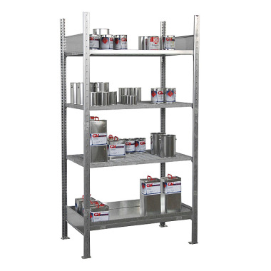 BAUER Small bin shelving with drip tray 3017-4E, galvanised 4473-21-0000-7