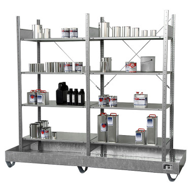 BAUER Small binder shelf with drip tray 3024-4E, galvanised 4473-28-0000-7