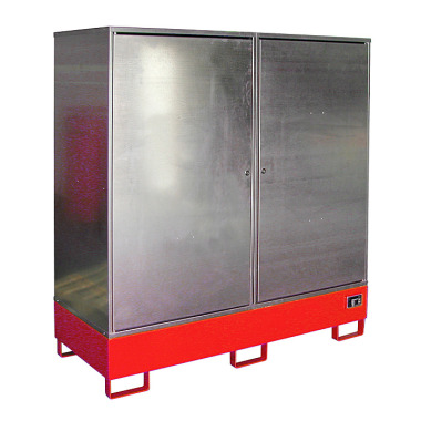 BAUER Hazardous materials cabinet GS-2, painted, RAL 3000 fire red 4495-21-0000-2