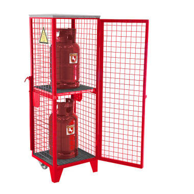 BAUER Gas cylinder depot GFD-R 2, painted, RAL 3000 fire red 4495-01-0000-2