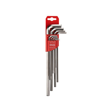 AMF Allen key set, 9 pieces, hex, SW1.5-10 mm, extra long in customer holder 46797