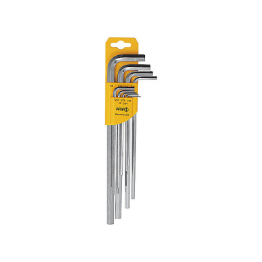 AMF Angle screwdriver 6KT SW1/16-3/8 inch 9-piece long hardened nickel-plated CV. 44164