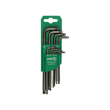 AMF Torx ball head screwdriver T9-40 8-piece in holder hardened CV. 48900