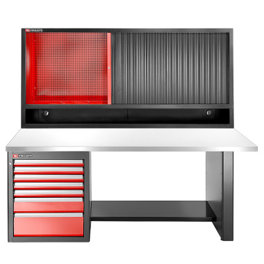 FACOM JLS3 WERKBANK JLS3-2MS7DL MIT SCHRANK JLS3-MHTR, Edelstahlarbeitsplatte JLS3-2MS7DSCL