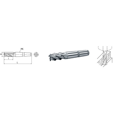 ELMAG HSS Co5 end mill with Morse taper DIN 845 73902