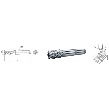 ELMAG HSS Co5 end mill with Morse taper DIN 845 74011