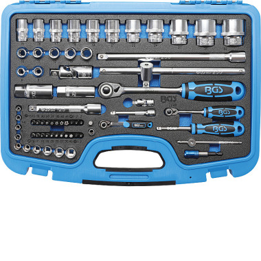 BGS Socket Set, Hexagon | 6.3 mm (1/4”) / 12.5 mm (1/2”) Drive | 66 pcs. 2248