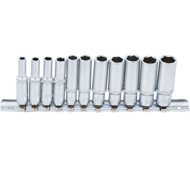 BGS Socket Set, Hexagon, deep | 6.3 mm (1/4”) Drive | Inch Sizes | 11 pcs. 2429