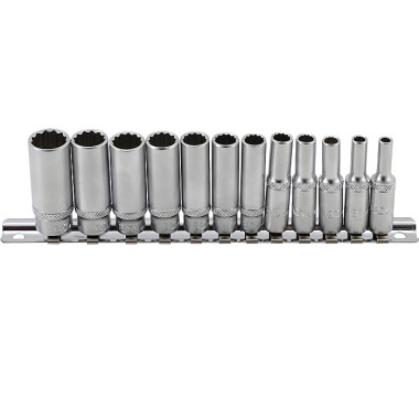 BGS Socket Set, 12-point, deep | 6.3 mm (1/4”) Drive | Inch Sizes | 12 pcs. 2757