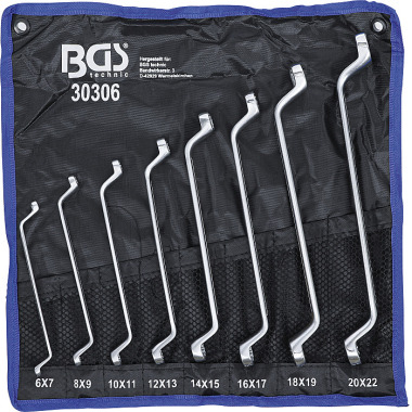 BGS Double Ring Spanner Set | deep offset ends | 6 x 7 - 20 x 22 mm | 8 pcs. 30306