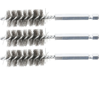 BGS Steel Brush | 17 mm | 6.3 mm (1/4”) Drive | 3 pcs. 3078-17-S