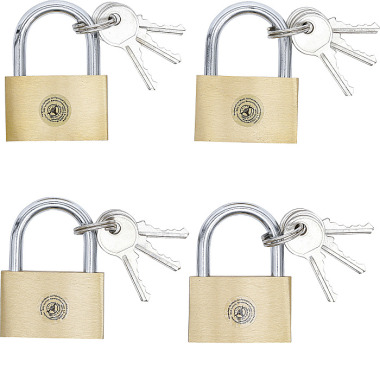 BGS Brass Padlock Set | simultaneous locking | 40 mm | 4 pcs. 3101