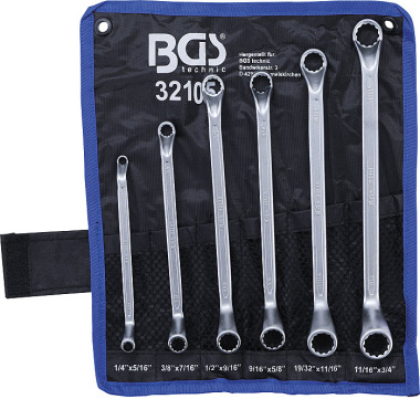 BGS Double Ring Spanner Set | deep offset ends | Inch Sizes | 1/4” - 3/4” | 6 pcs. 32105