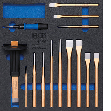 BGS Tool Tray 2/3: Centre Punches, Chisels, Pin Punches | 14 pcs. 4045