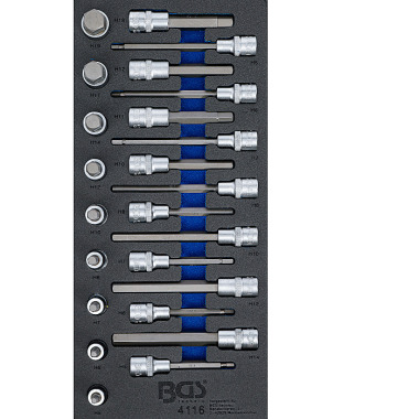 BGS Tool Tray 1/3: Bit Socket Set | 12.5 mm (1/2”) | Internal Hexagon | 24 pcs. 4116