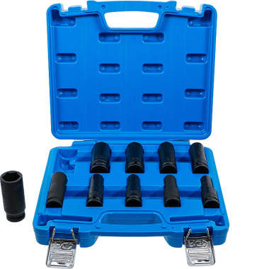 BGS Impact Socket Set, Hexagon, deep | 12.5 mm (1/2”) Drive | 10 - 24 mm | 10 pcs. 5206