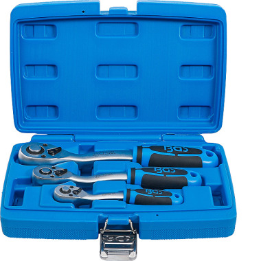 BGS Reversible Ratchet Set | Fine Tooth | 6.3 mm (1/4”) - 10 mm (3/8”) - 12.5 mm (1/2”) | 3 pcs. 621