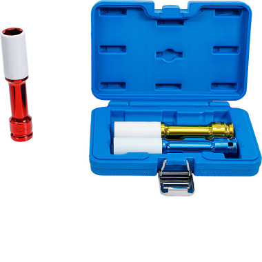 BGS Protective Impact Socket Set | 12.5 mm (1/2”) Drive | 150 mm deep | 17 / 19 / 21 mm | 3 pcs. 7100