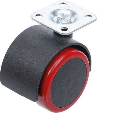 BGS Double Castor Wheel | red/black | 50 mm 80336