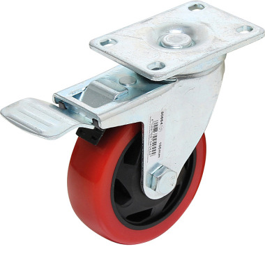 BGS Castor with Brake | red/black | Ø 100 mm 80664