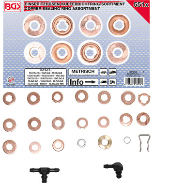 BGS Injector Copper Ring Assortment | 551 pcs. 8107