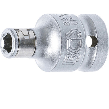 BGS Bit Adaptor with retaining Ball | 12.5 mm (1/2”) Drive | internal Hexagon 6.3 mm (1/4”) 8201