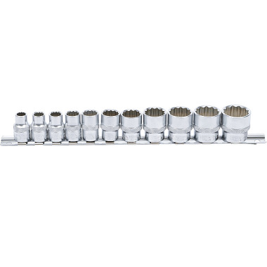 BGS Socket Set, 12-point | 10 mm (3/8”) Drive | Inch Sizes | 11 pcs. 9112