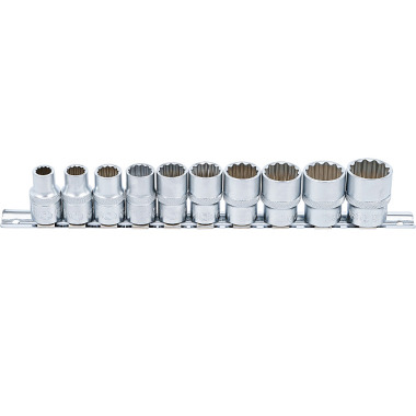 BGS Socket Set, 12-point | 12.5 mm (1/2”) Drive | Inch Sizes | 10 pcs. 9114