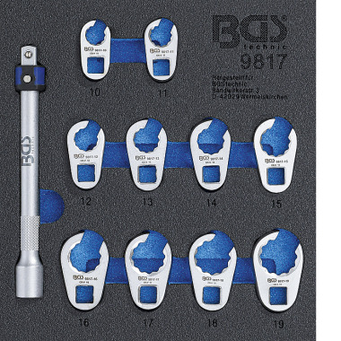 BGS Tool Tray 1/6: Crowfoot Spanner Set | 10 mm (3/8”) | 10 - 19 mm | 11 pcs. 9817