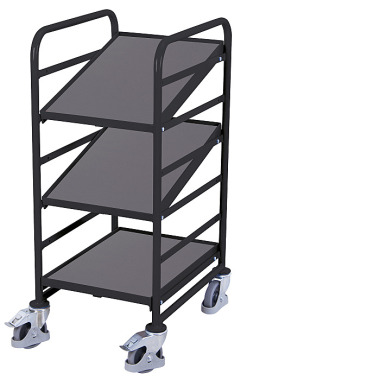 VARIOfit Euro box trolley with 3 wooden shelves External dimensions: 520 x 665 x 1,125 mm (W/D/H) sw-610.101/AG