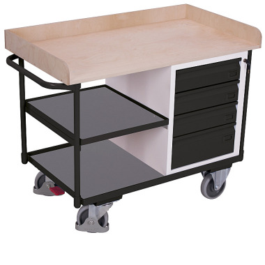 VARIOfit Workshop trolley with 3 shelves External dimensions: 1,220 x 640 x 955 mm (W/D/H) sw-600.612/AG