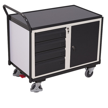 VARIOfit Workshop trolley with 1 shelf, RAL 7035 External dimensions: 1,125 x 625 x 1,010 mm (W/D/H) sw-600.606/AG