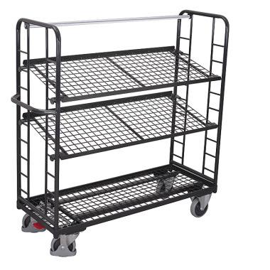 VARIOfit Shelf trolley with 3 wire mesh shelves, RAL 7016 External dimensions: 1,510 x 550 x 1,535 mm (W/D/H) sw-540.225/AG