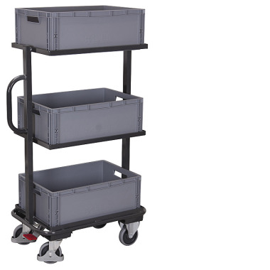 VARIOfit Side trolley with 3 plastic boxes, RAL 7016 External dimensions: 815 x 455 x 1,385 mm (W/D/H) sw-400.804/AG