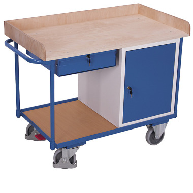 VARIOfit Workshop trolley with 2 shelves External dimensions: 1,220 x 640 x 955 mm (W/D/H) sw-600.611