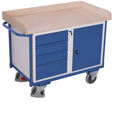 VARIOfit Workshop trolley with 1 shelf External dimensions: 1,220 x 640 x 955 mm (W/D/H) sw-600.613