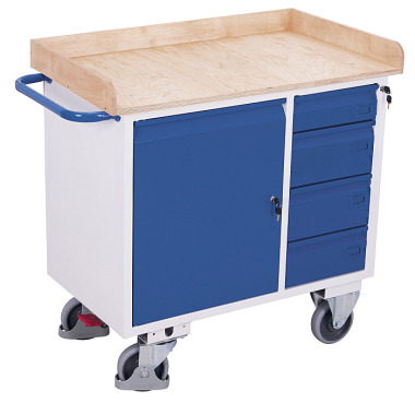 VARIOfit Workshop trolley with 4 drawers and edge External dimensions: 1,125 x 610 x 1,040 mm (W/D/H) sw-985.002