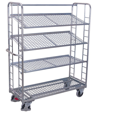 VARIOfit Shelf trolley with 4 wire mesh shelves, galvanised External dimensions: 1,510 x 550 x 1,815 mm (W/D/H) sw-540.218