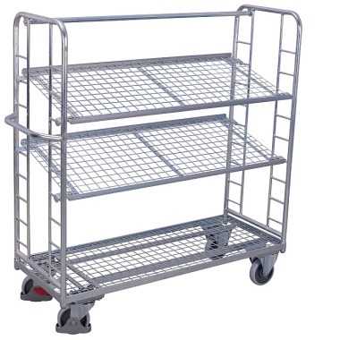 VARIOfit Shelf trolley with 3 wire mesh shelves, galvanised External dimensions: 1,805 x 650 x 1,575 mm (W/D/H) sw-640.226