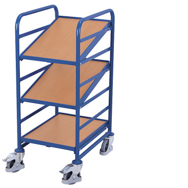 VARIOfit Euro box trolley with 3 wooden shelves External dimensions: 520 x 665 x 1,125 mm (W/D/H) sw-610.101