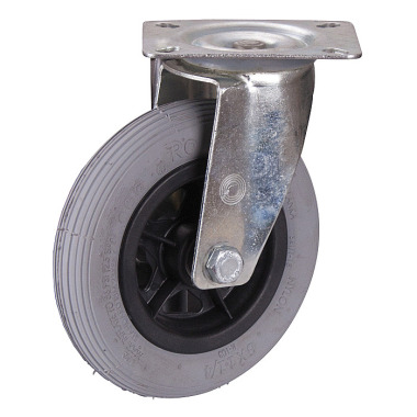 VARIOfit Swivel castor with pneumatic tyres, 150 x 30 mm, grey on steel wheel rim lpl-150.001