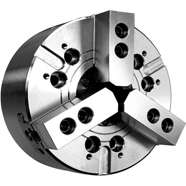 Mack Werkzeuge 3-jaw power chuck Ø 135, cylindrical, with bore, jaws 1.5 x 60° T9-N-205