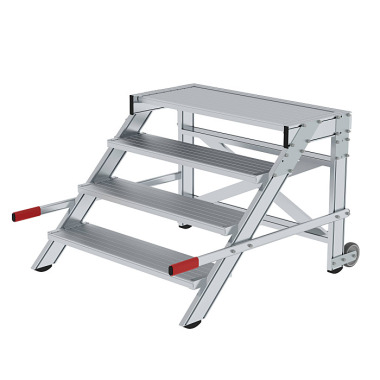 MUNK Work platform, mobile, step width 1,000 mm, grooved aluminium 4 steps 50021