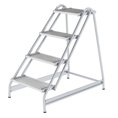 MUNK Work platform with single-sided access, steel grating 4 steps 50055