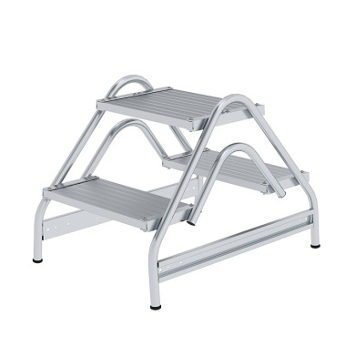 MUNK Work platform, with double-sided access, grooved aluminium 2x2 steps 50059