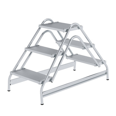 MUNK Work platform, with double-sided access, grooved aluminium 2x3 steps 50060